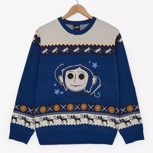 Unisex Coraline Doll Button Eyes Holiday Sweater Christmas BoxLunch‎ Exclusive